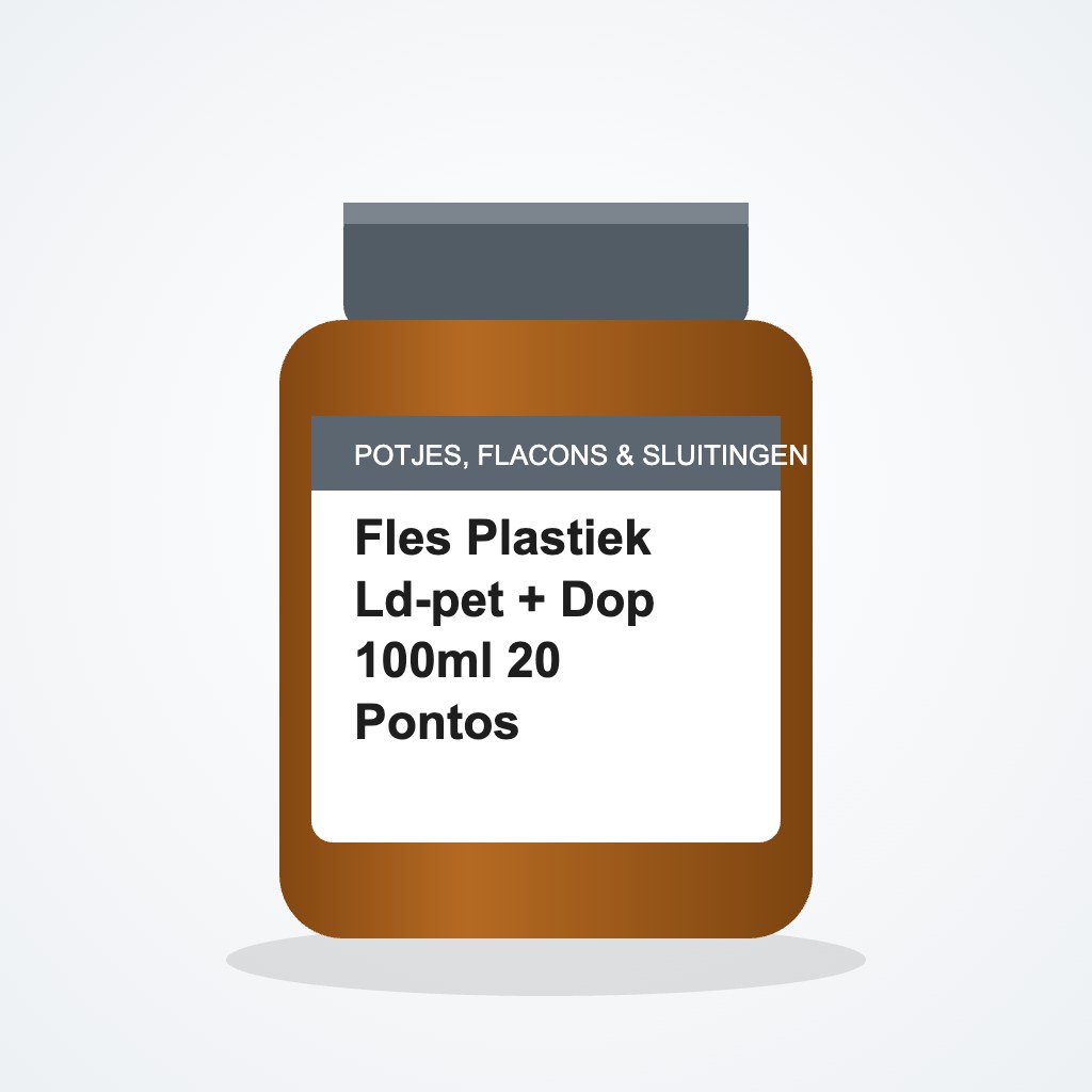 [2360170] Fles Plastiek Ld-pet + Dop 100ml 20 Pontos