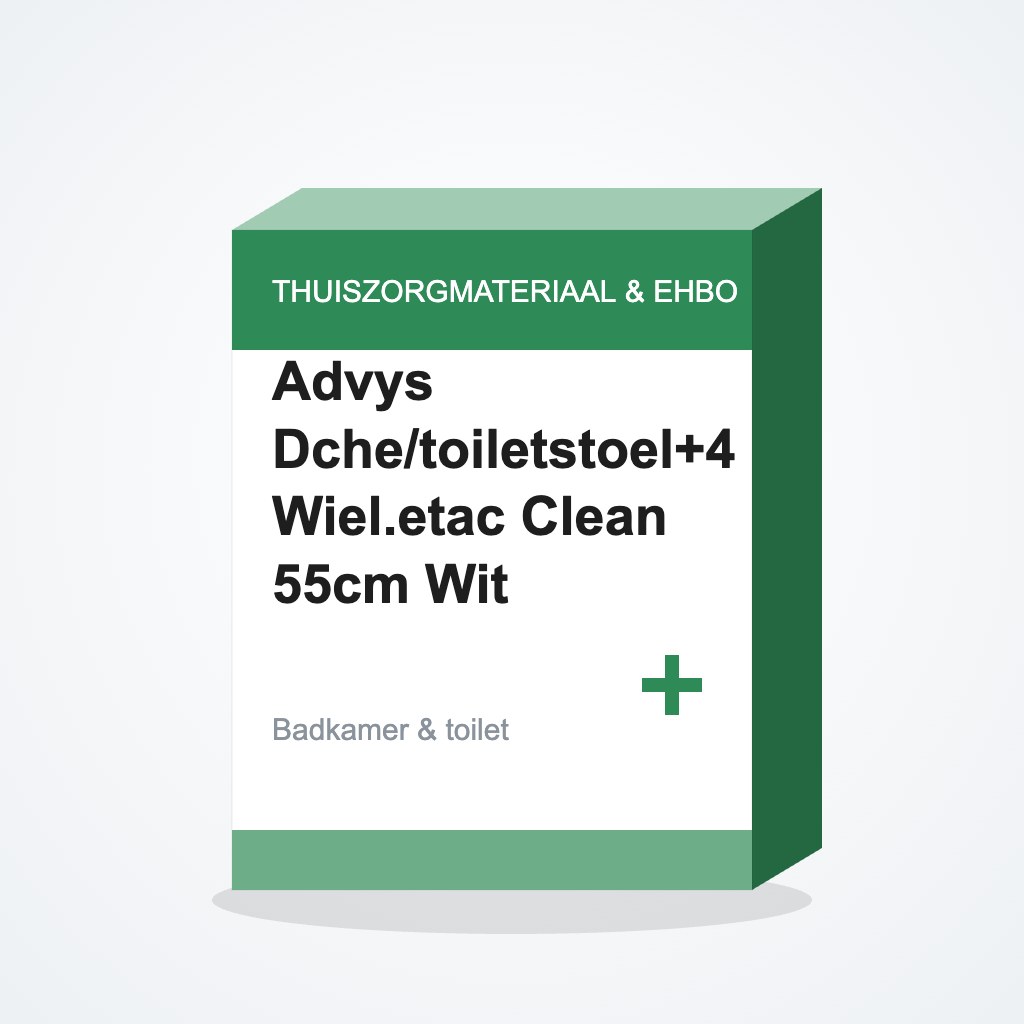 [4291761] Advys Dche/toiletstoel+4 Wiel.etac Clean 55cm Wit